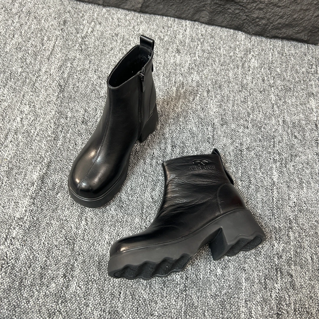 【撤柜断码】牛皮高奢复古真皮短靴女鞋百搭时尚秋冬靴子C5006