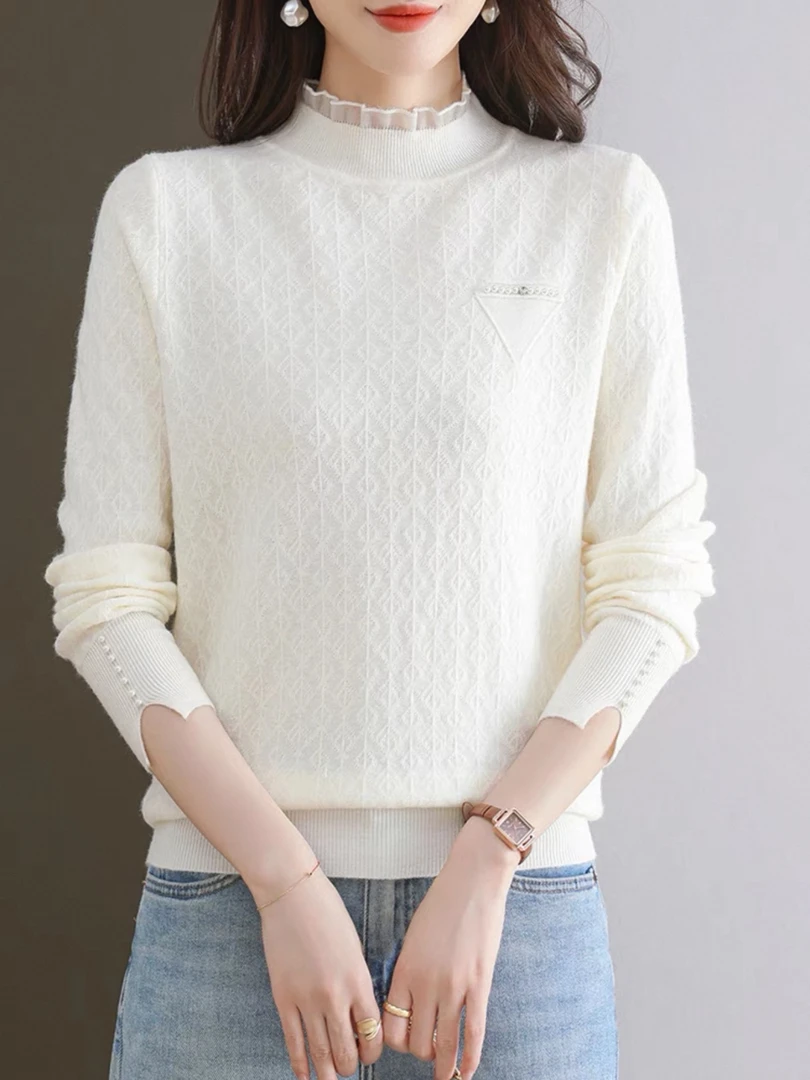 【尚品胖小妞】【三角珍珠】2025春季新款百搭时尚针织衫