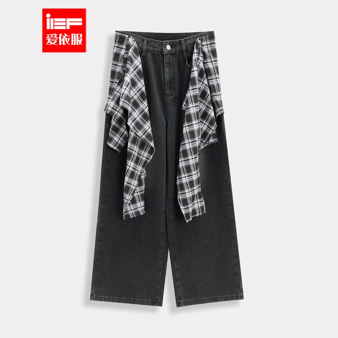 IEF/爱依服2025夏季新款美式休闲个性辣妹气质通勤百搭牛仔阔腿裤