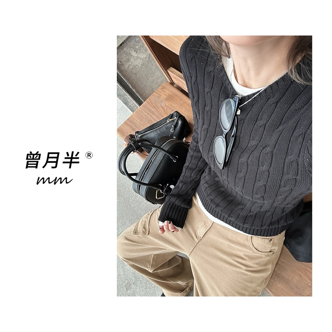 曾月半《新钱小麻花姐妹款》32支精梳全棉圆领套头毛衣！ZS1326