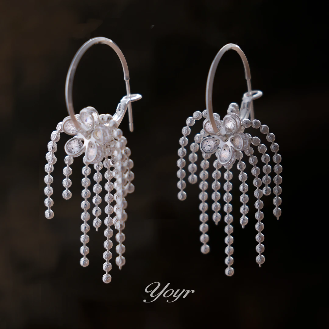 YOYR 黄铜耳饰 花漾瀑布流苏耳环重工多戴法小众设计高级感女