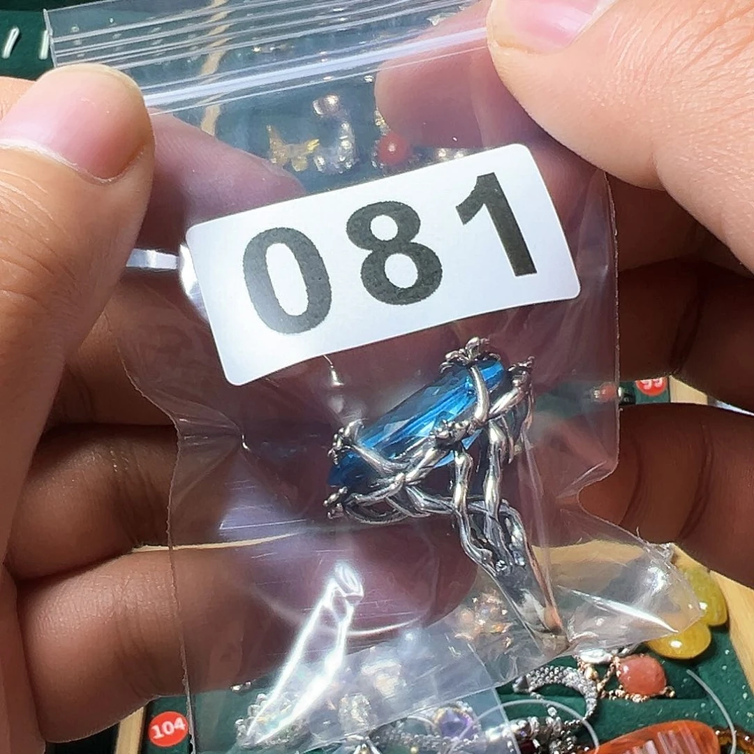 托帕石戒指银S925镶嵌米**米