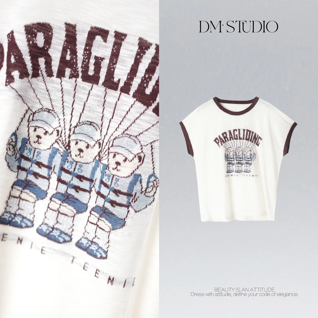 DEDM•STUDIO/减龄气质精致感百搭个性创意圆领上衣T恤2506TX/5077