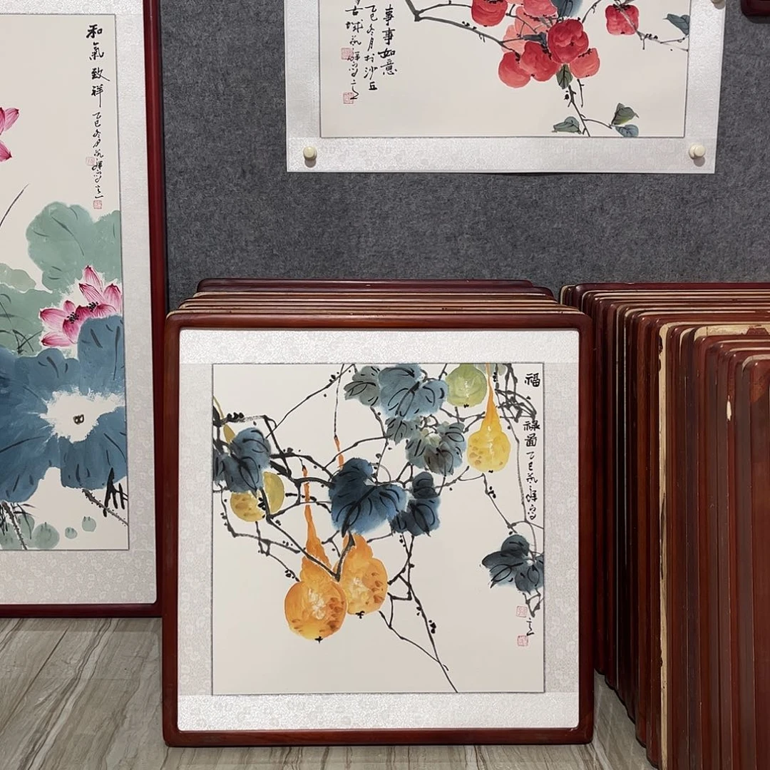国画书画作品带框63×63