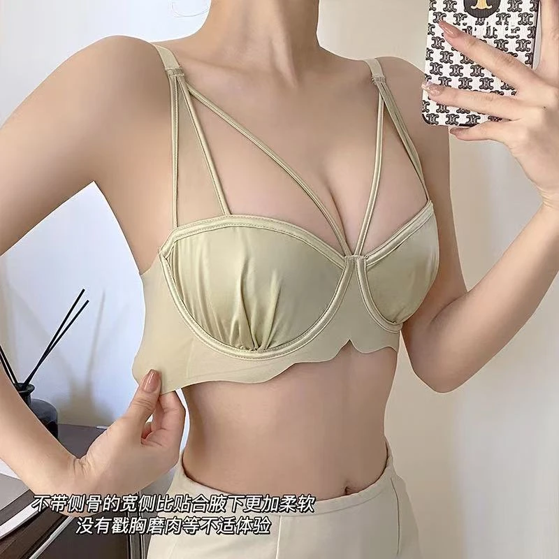【6号链接】大码超薄内衣大胸显小收副乳调整型防下垂软钢圈文胸罩