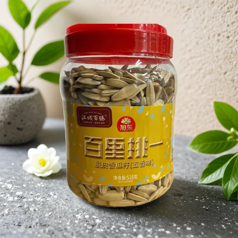 江城百臻·旭东（桶）脱皮香瓜籽五香味518g
