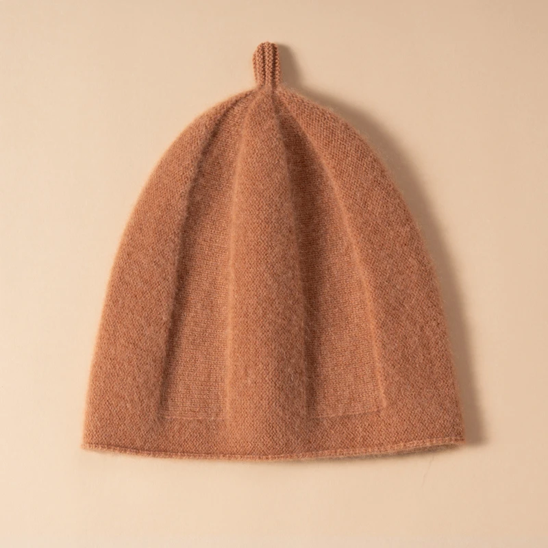 100%纯羊绒儿童南瓜帽子卡通风休闲锥形男女无檐帽子欧若假日风