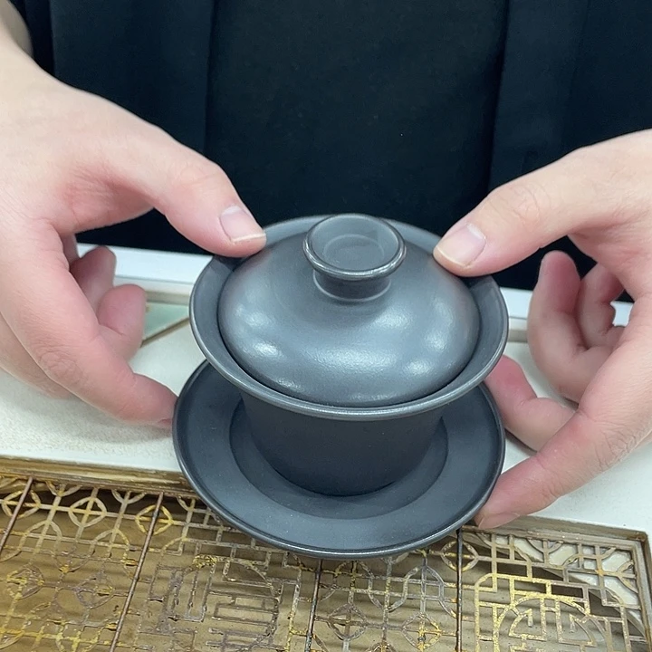 茶杯紫砂光素盖碗