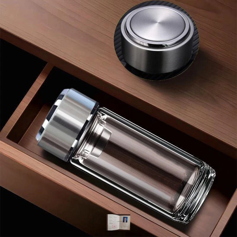 希渃颜值玻璃杯男士商务茶杯双层玻璃水杯高端泡茶透明杯子