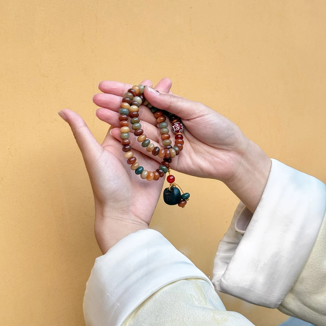 普陀山【遇见敦煌】算盘珠菩提双圈手串