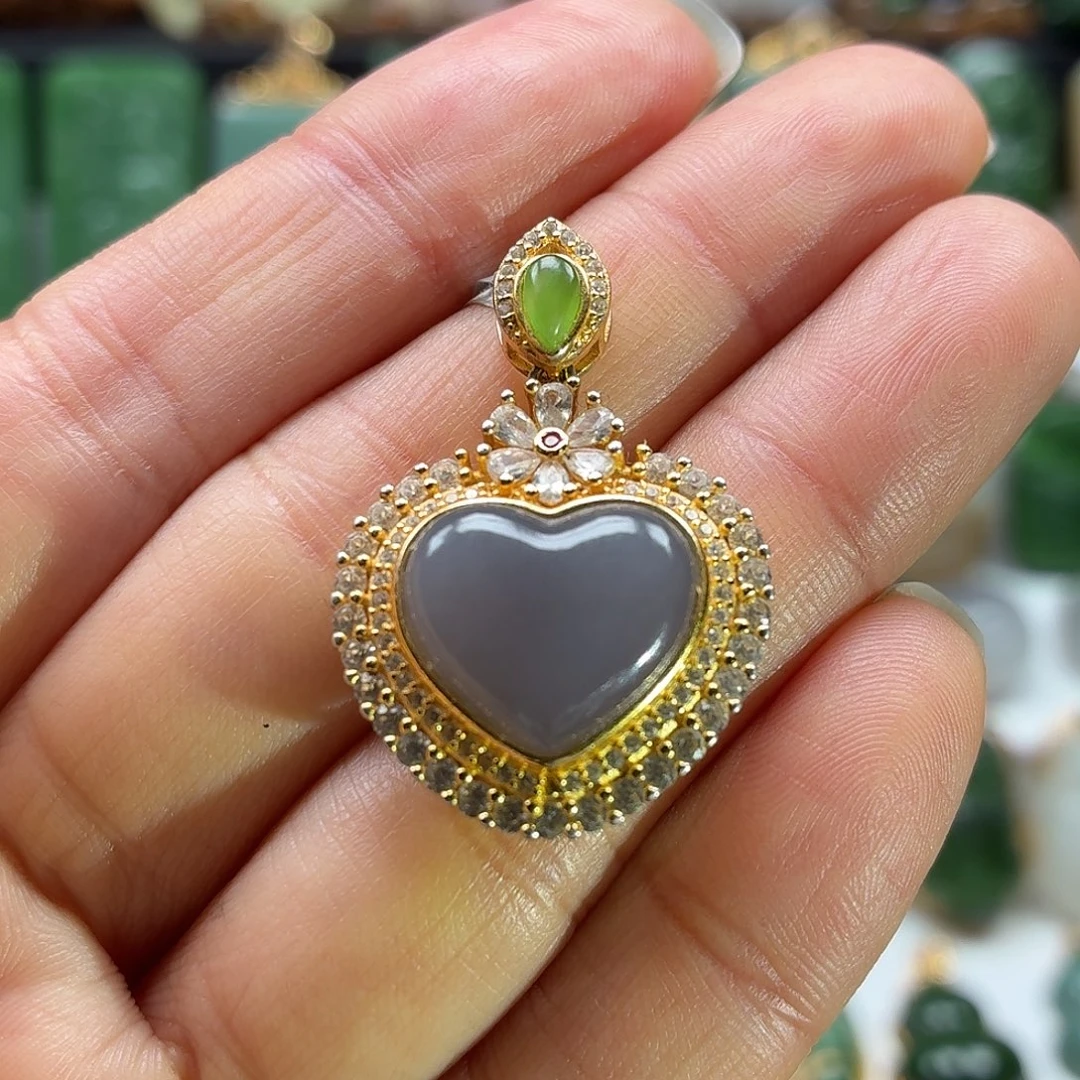 和田玉银S925镶嵌颈饰