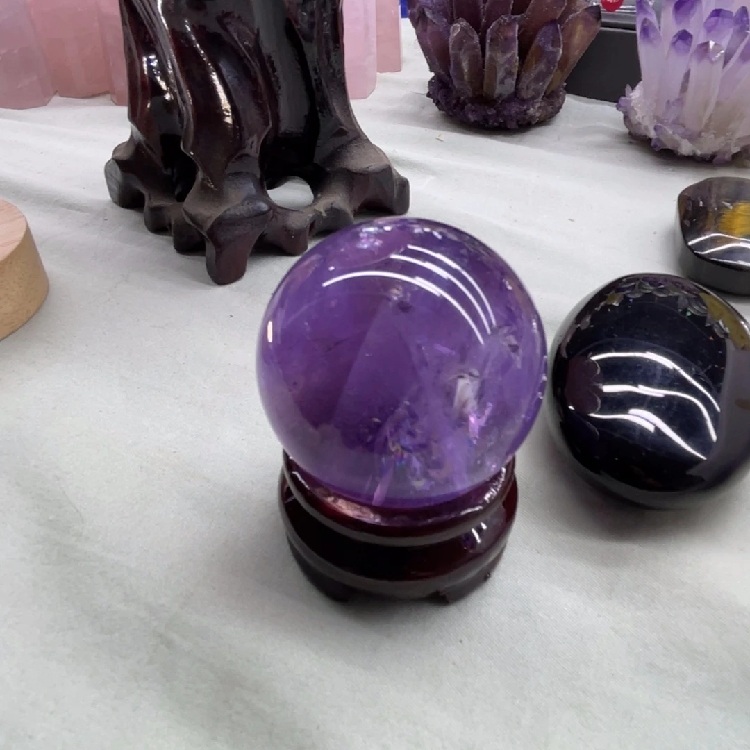 竟然紫色水晶球桌面摆件