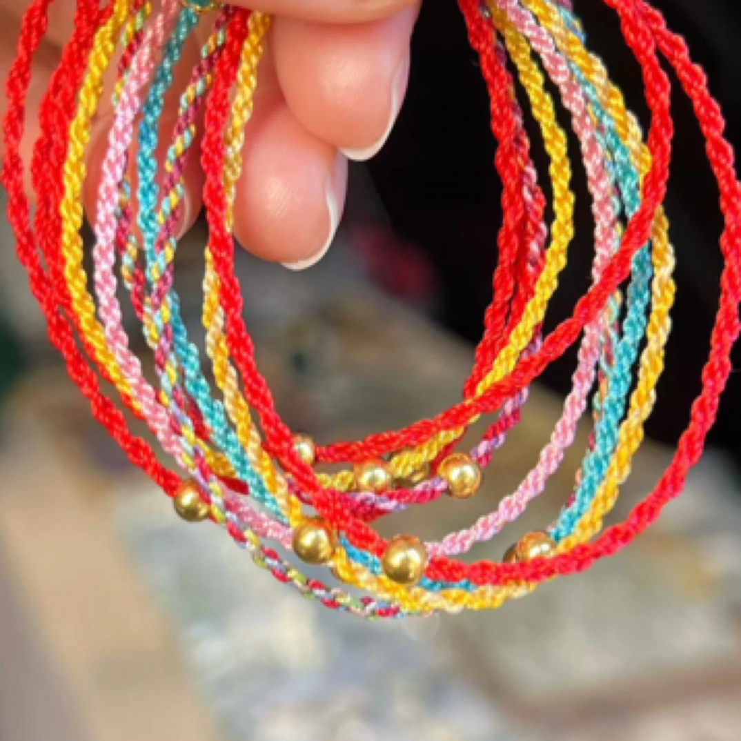 非金属锦纶手链 新年必备款 手工编织转运彩色红绳
