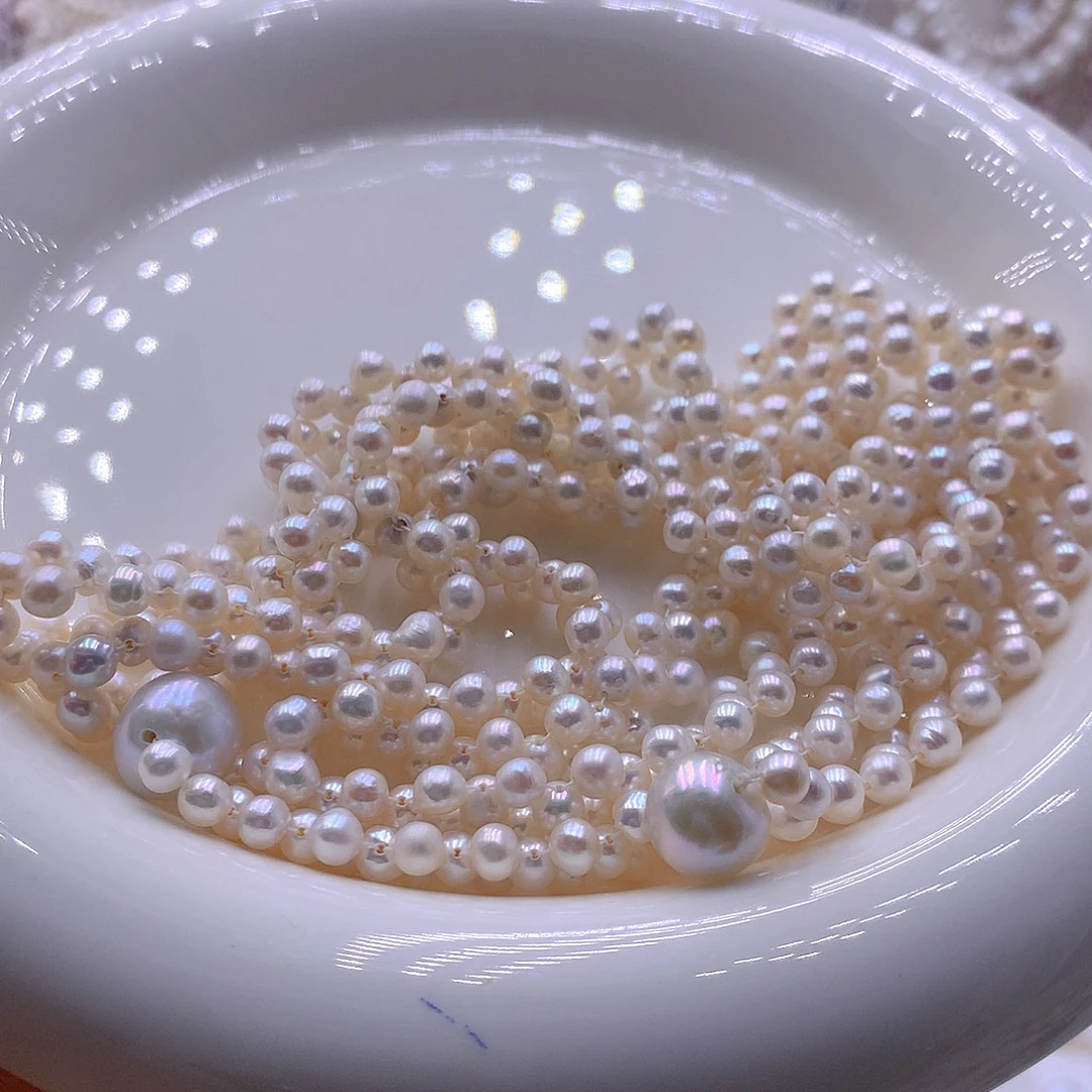 青***柠耳饰淡水珍珠未镶嵌项链