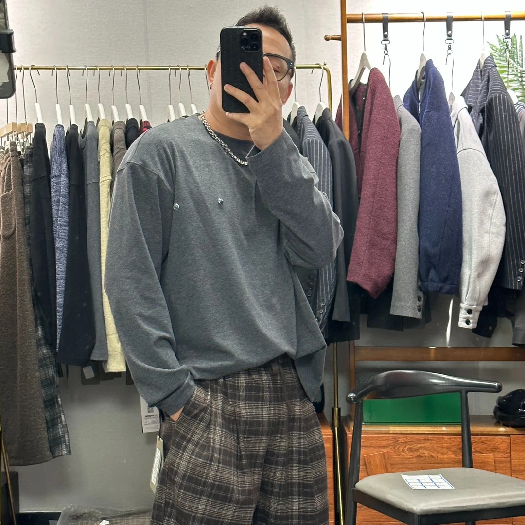 高品质时尚潮牌宽松圆领长袖T恤-90034