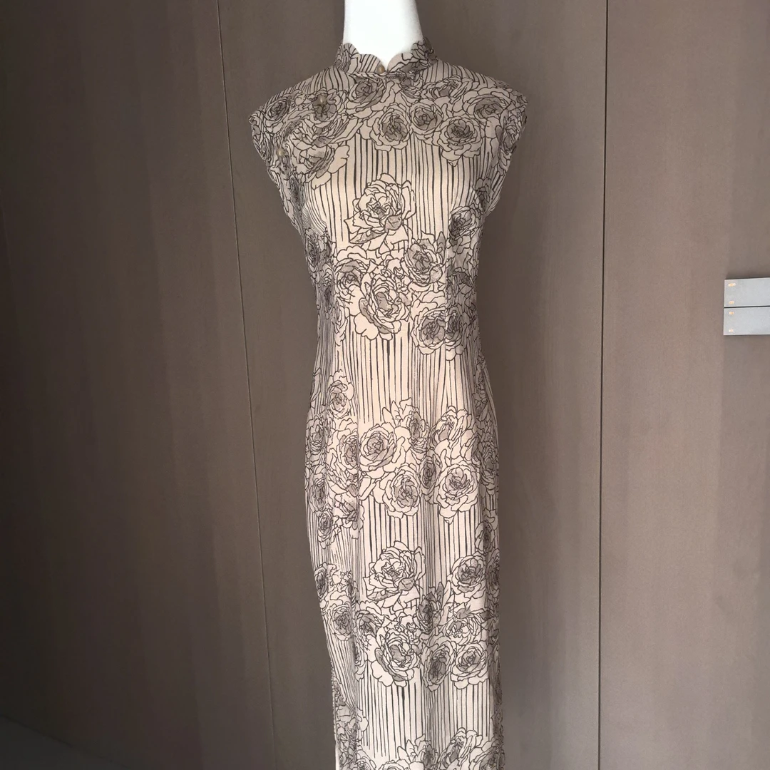 日常无袖包臀裙印花新中式旗袍前短后长旗袍泡泡袖中国风