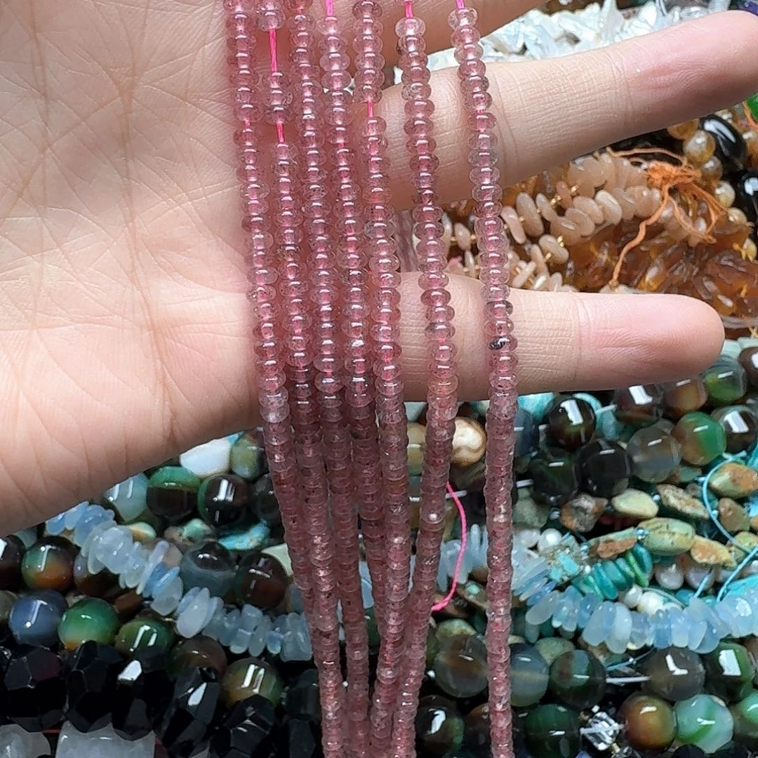 玛瑙/玉髓合金珠宝半成品福利一条4mm草莓晶