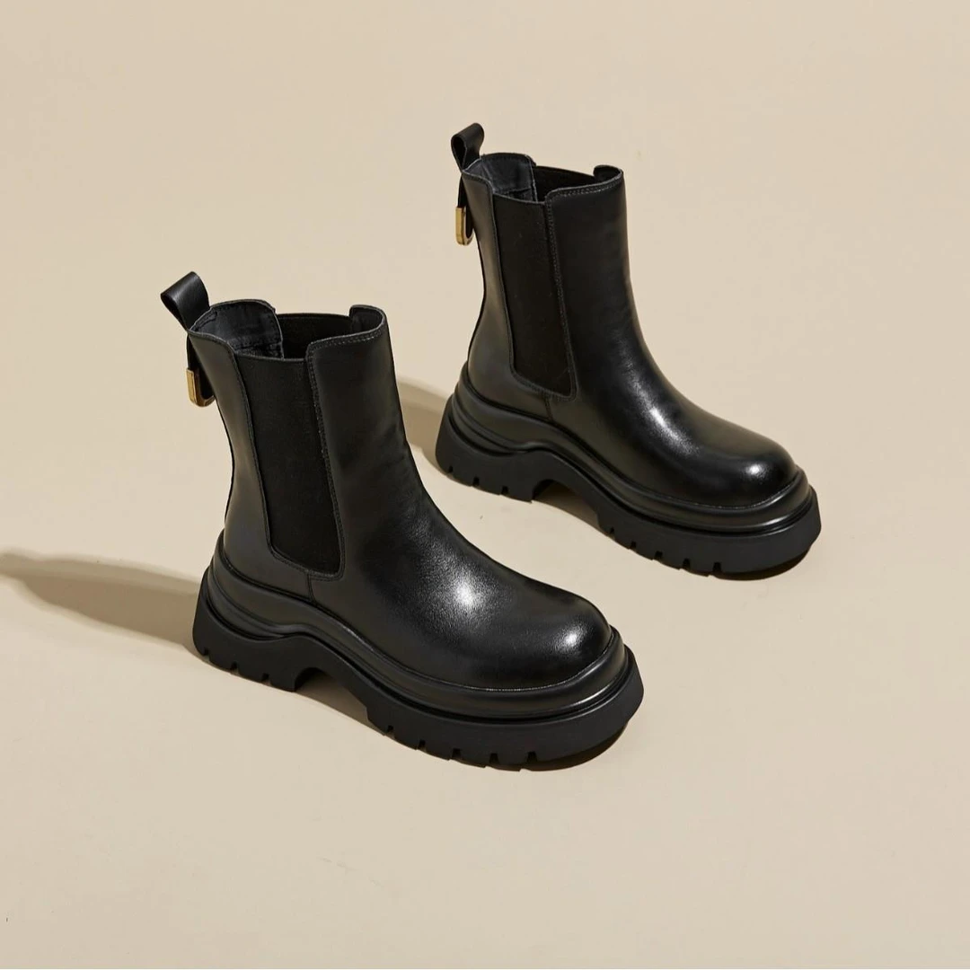 Vintage切尔西靴女2025新款英伦风复古马丁短靴春冬季靴子厚底气