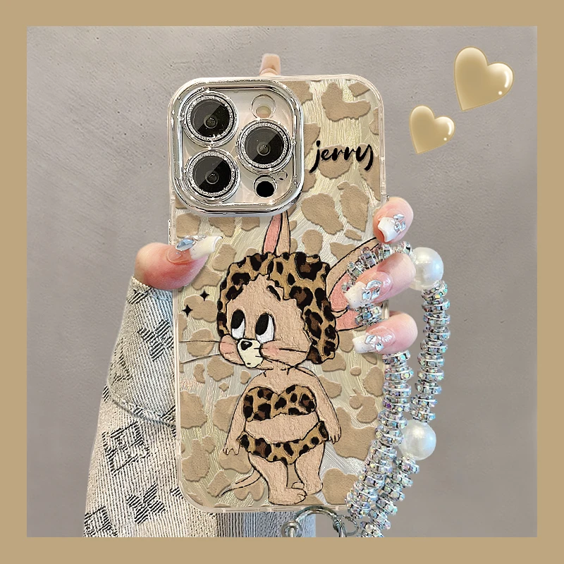 豹纹杰瑞适用苹果15华为vivo/oppo小米iPhone16pro精孔羽纱手机壳