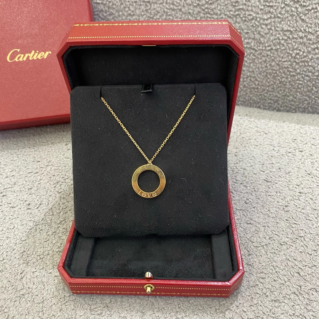 99新 Cartier/卡地亚 卡地亚love系列大圆环玫瑰金项链 12268836