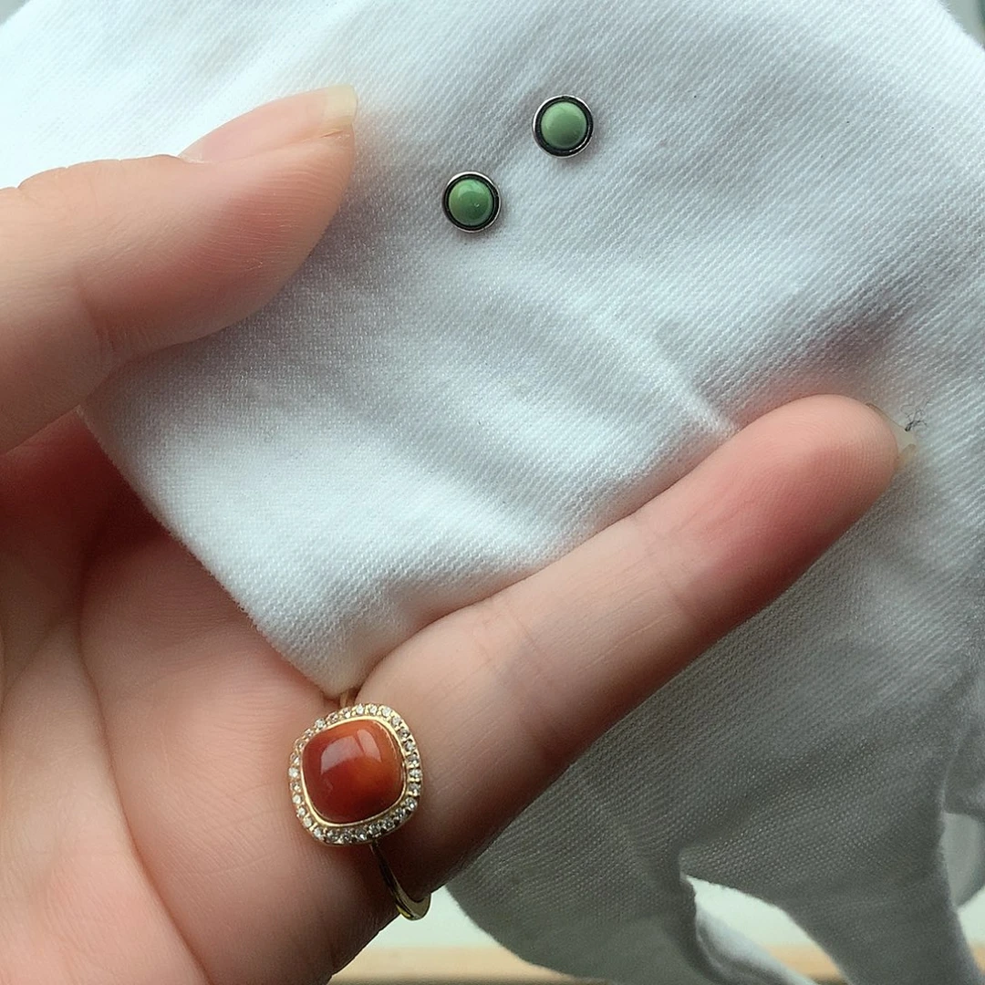 南红玛瑙银S925镶嵌珠宝奇石