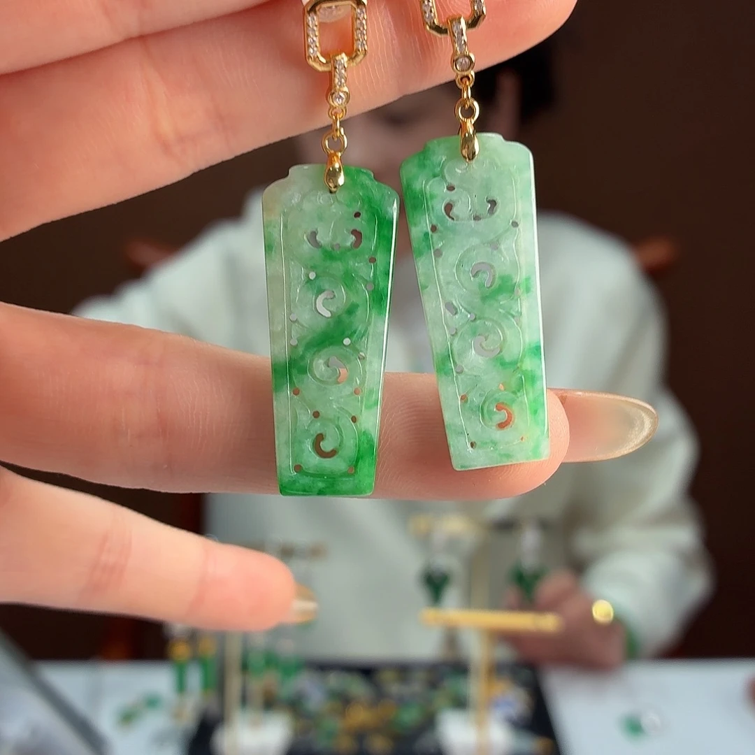 翡翠银S925镶嵌耳饰