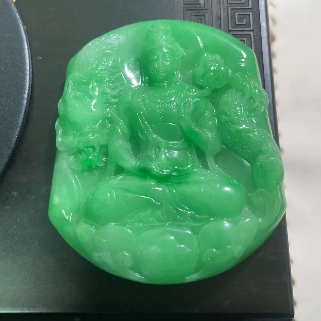 挂件绿色观音精工雕刻