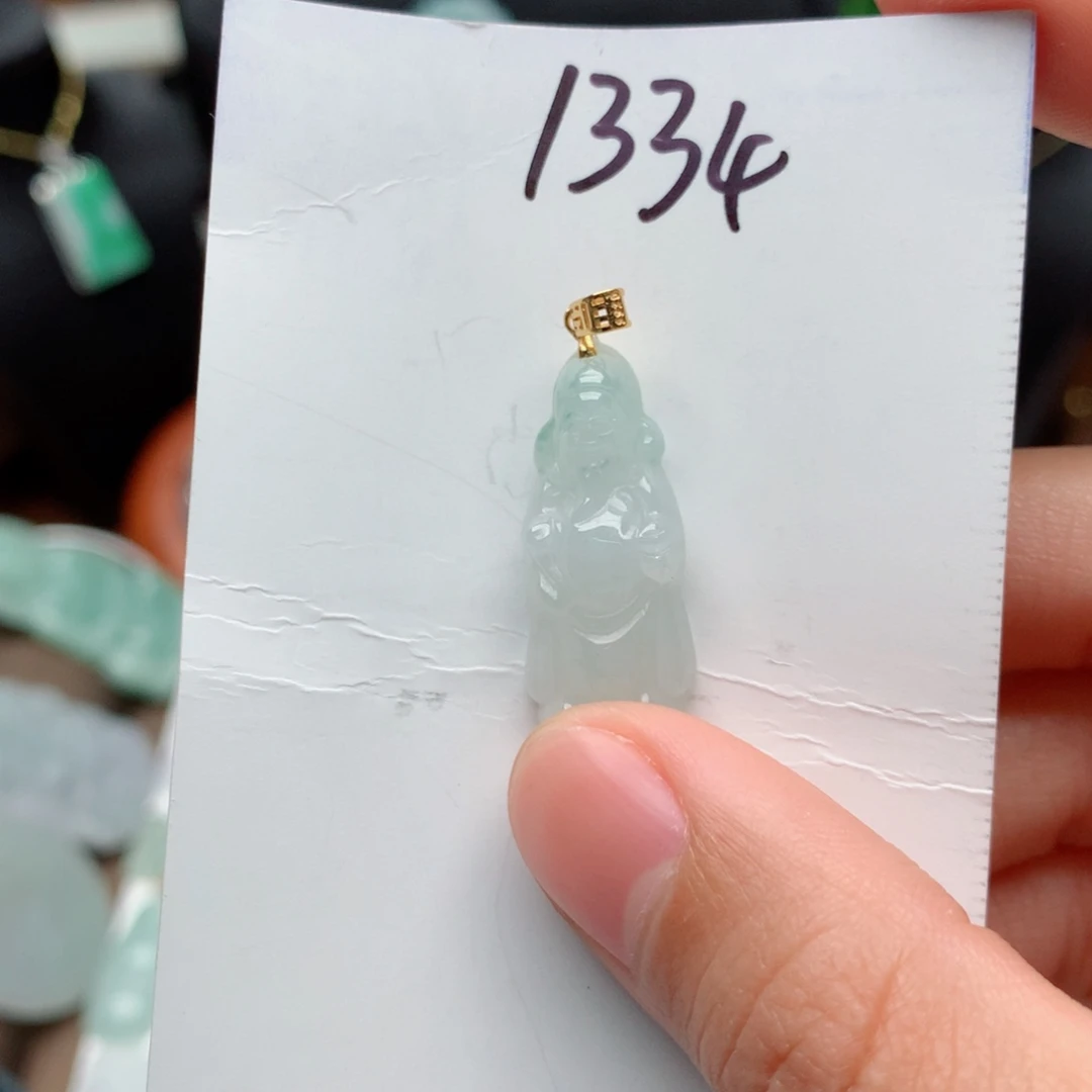 翡翠颈饰银S925镀金镶嵌吊坠