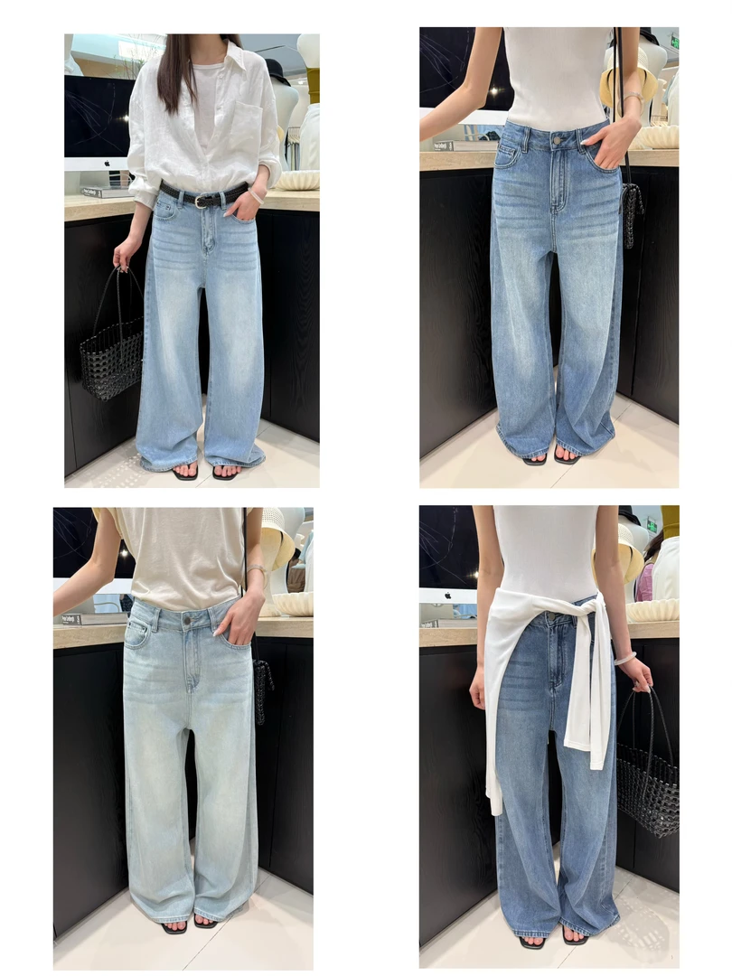 【NO退NO换】福秒-高腰的！阔腿直筒牛仔裤（TM11505#）TM