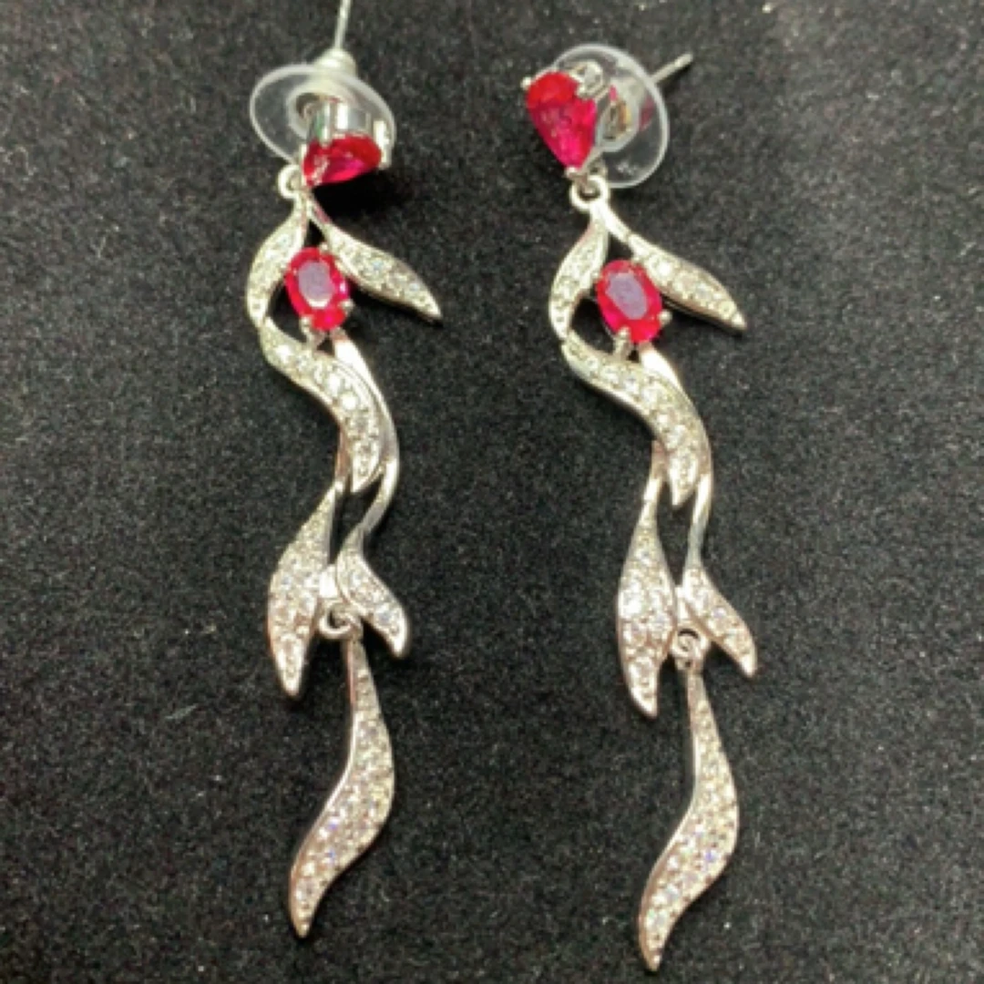 培育高定红宝石流苏耳钉长款设计师时尚66