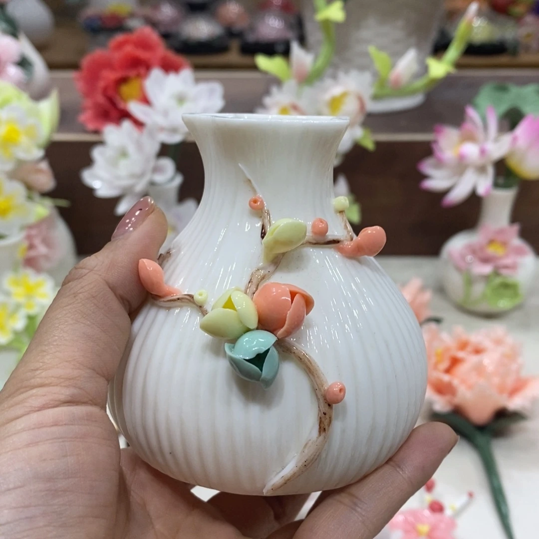 瓷片陶瓷手工花摆件