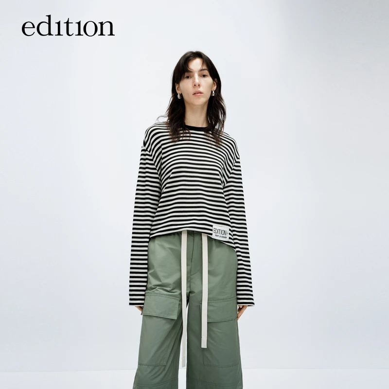 【E+春雨胶囊系列】edition春新款绵羊毛条纹T恤#EBD1TEEK02