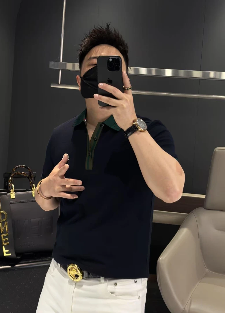 【马哥严选】夏季新款上衣男士t恤短袖商务修身衣服翻领polo衫男