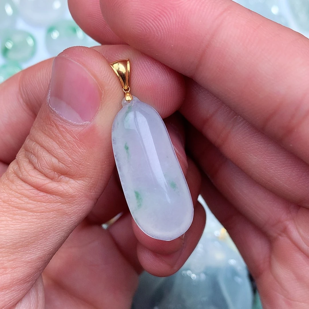 翡翠吊坠(不含链)18K金镶嵌