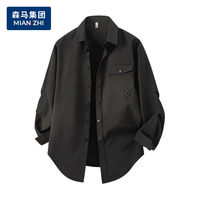 棉致品牌男士长袖衬衫春季新款休闲宽松潮牌痞帅工装衬衣外套