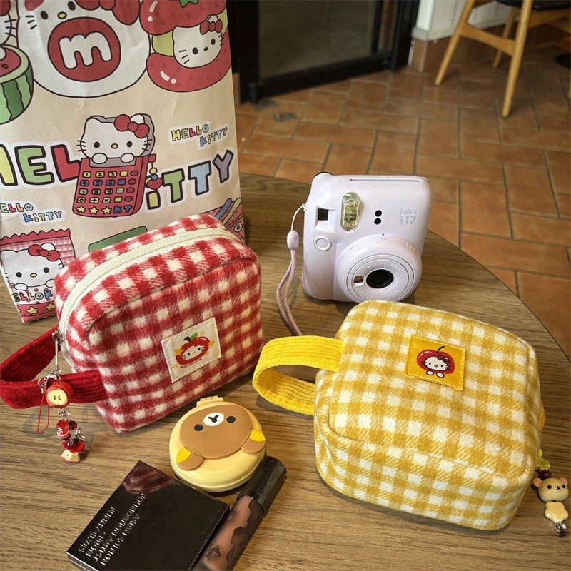 可爱Kitty优质毛绒格子收纳手提小包ccd大姨妈收纳正方形便携随身