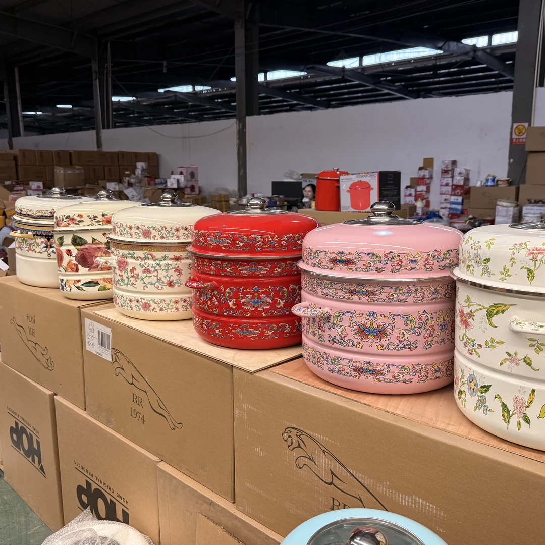 5/12场【大件】孤品，微瑕珐琅搪瓷蒸锅/炖锅【D开 头】