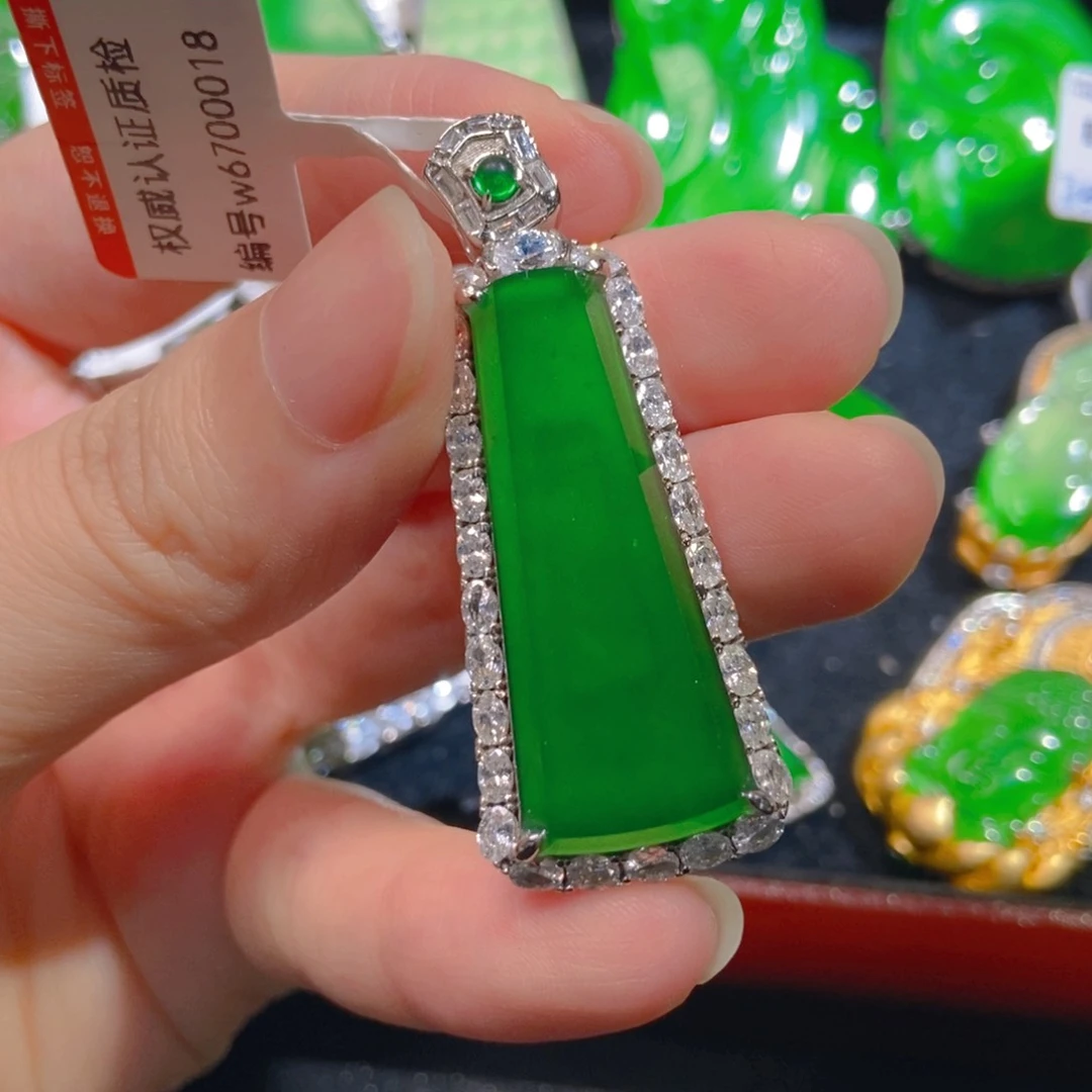 翡翠银S925镶嵌吊坠(不含链)