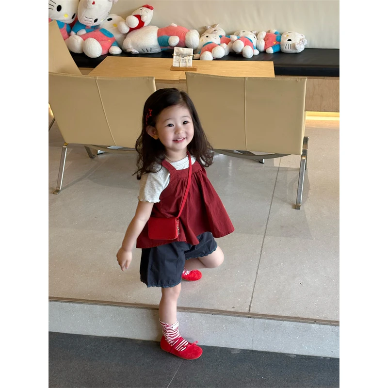 AC390~YTJJ·25夏~背心花瓣裤两件套25333（红色背心+短裤）