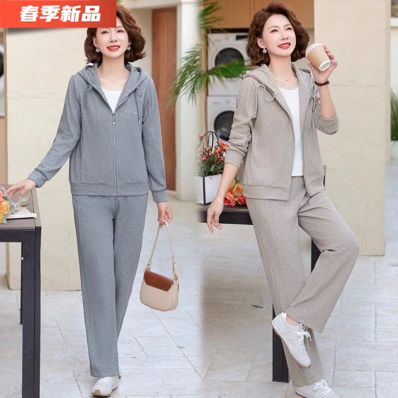 2025年新款爆款50岁60妈妈春装运动服两件套装休闲卫衣外套中老年