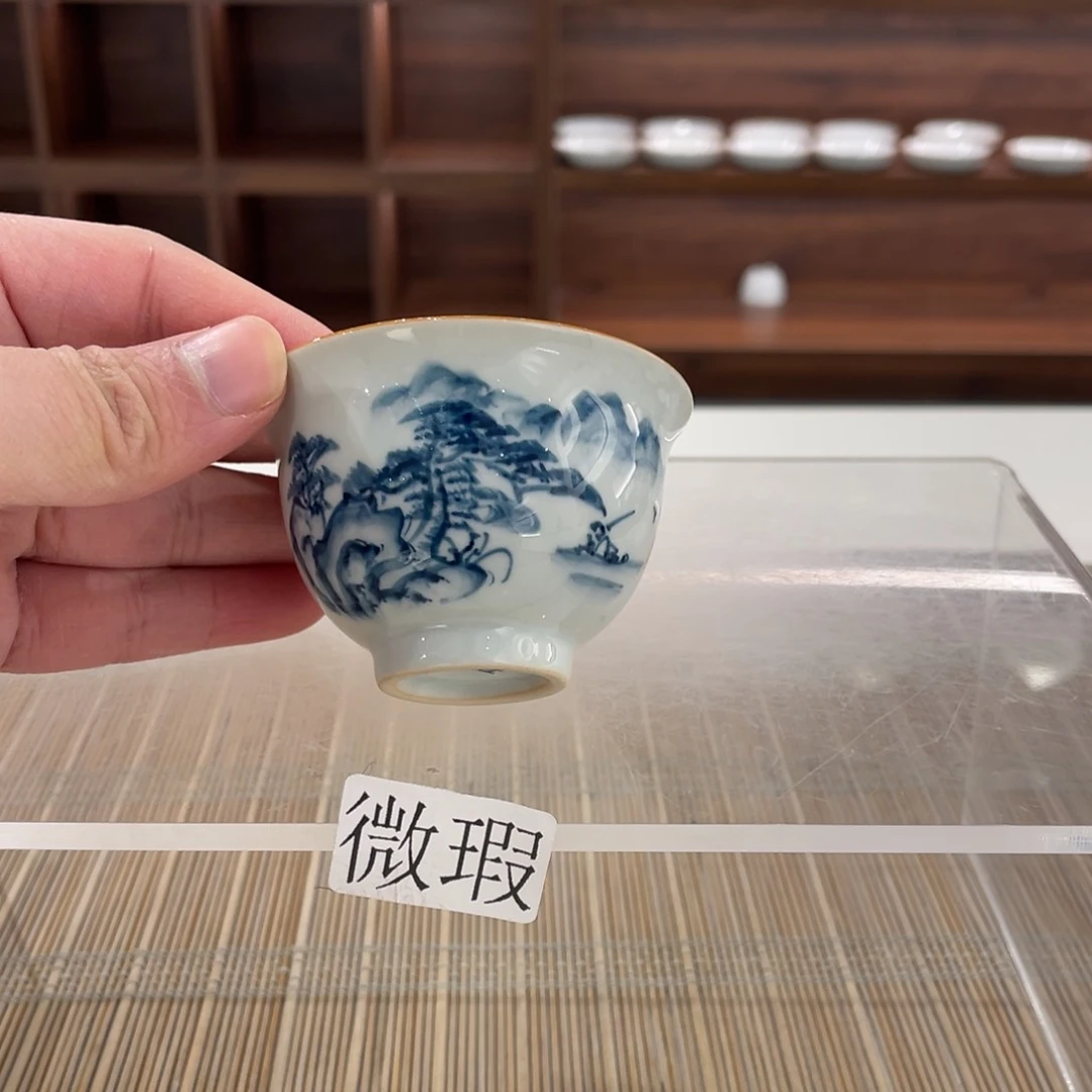 釉下手绘茶具微瑕
