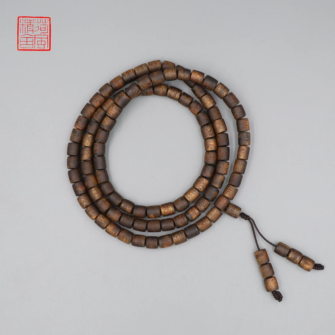 海南沉香金沙叶满结油圆柱多圈沉香手串-CX345