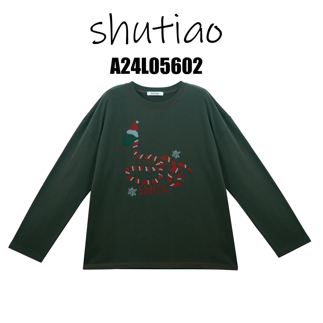 【SHUTIAO】2025春夏：新款小众设计款蛇T恤A24L05602