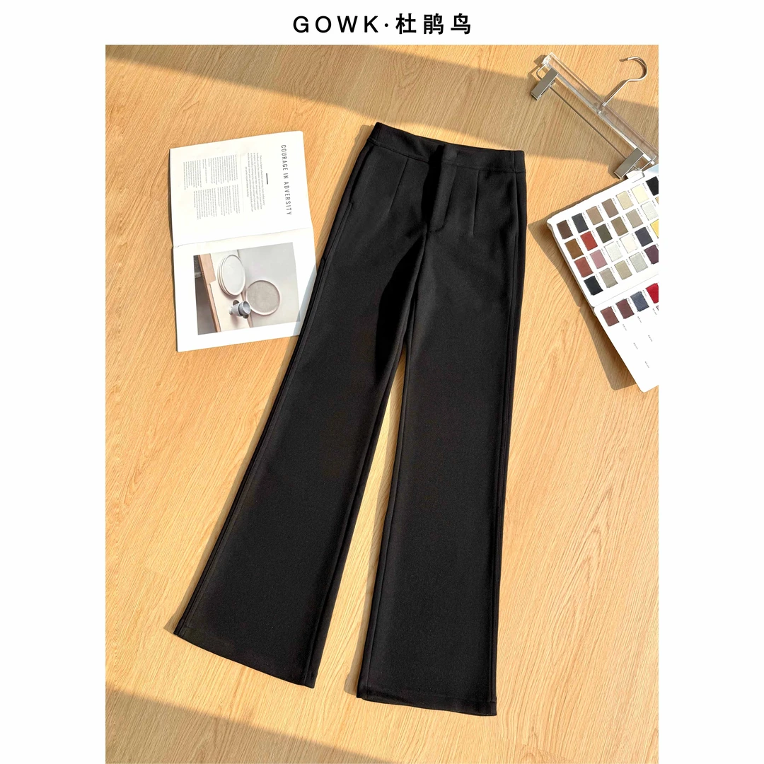 GOWK/杜鹃鸟立体有型 | 奢感羊毛微喇裤 修身显瘦暖冬神搭