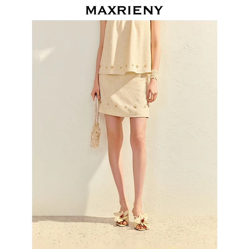 【蜜思仝】MAXRIENY高级气质感直筒短裙25春季半身裙25春季