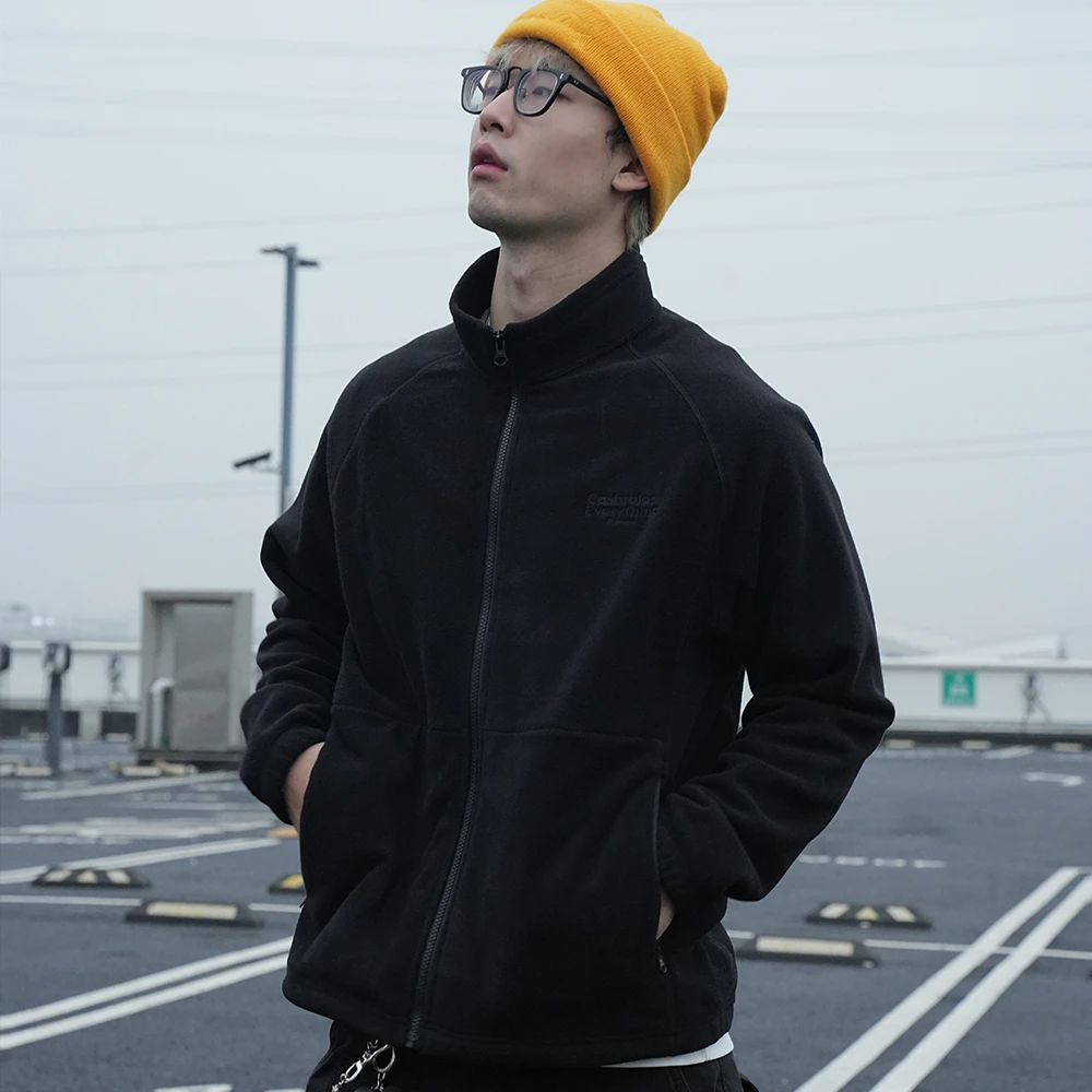 ZONJVNN导电丝摇粒绒外套秋冬保暖立领加厚加绒男款休闲夹克