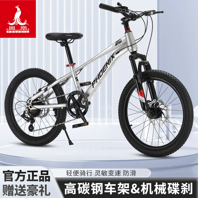 Phoenix/凤凰变速尼克山地自行车减震碟刹6-16岁骑行高碳钢男女孩