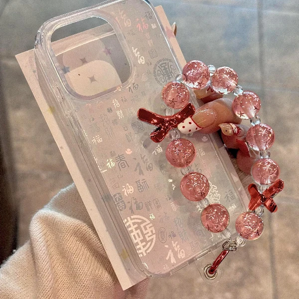 BANCA白底百福图适用苹果16/15锡纸纹手机壳华为vivo高级oppo小米