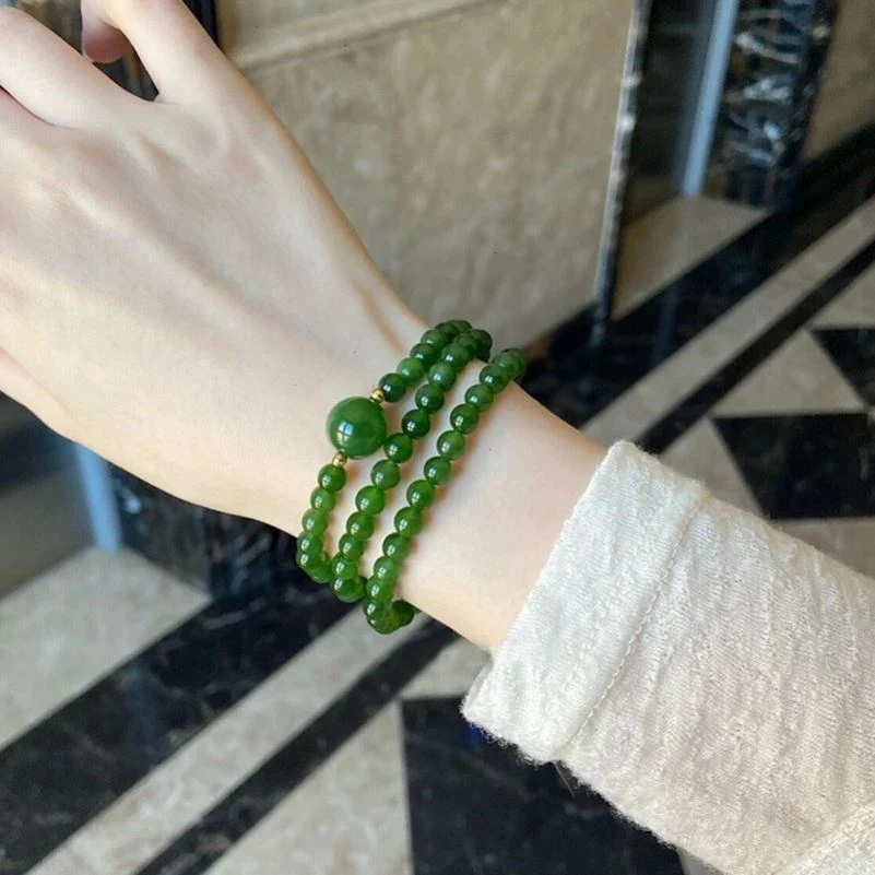【巧玲专属】碧绿玉手链菠菜绿手串闺蜜首饰手串礼物