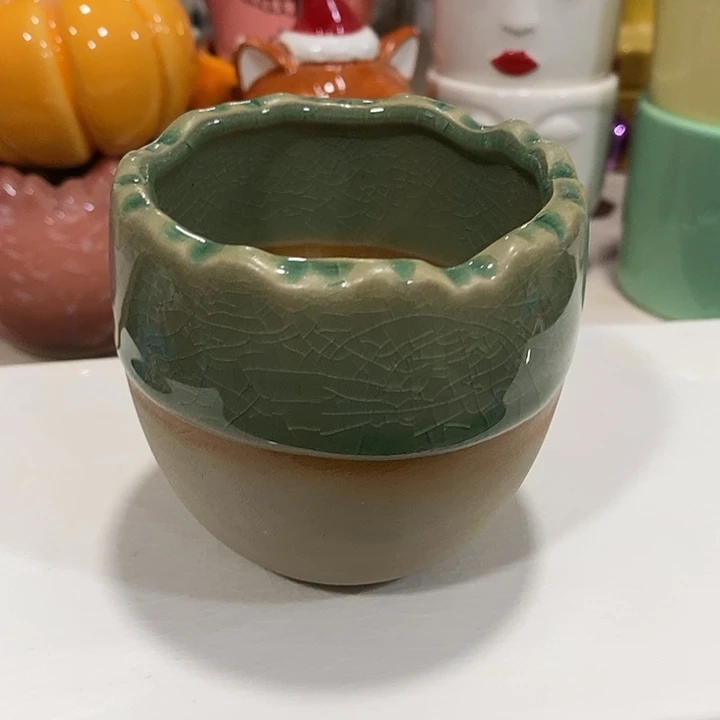 摆件陶陶盆有孔 瑕疵介意勿拍